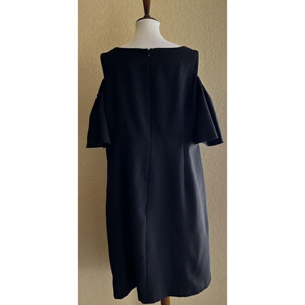Eliza J Womens Plus Black Cold Shoulder Ruffle Sheath Dress Size 22W - Picture 3 of 11